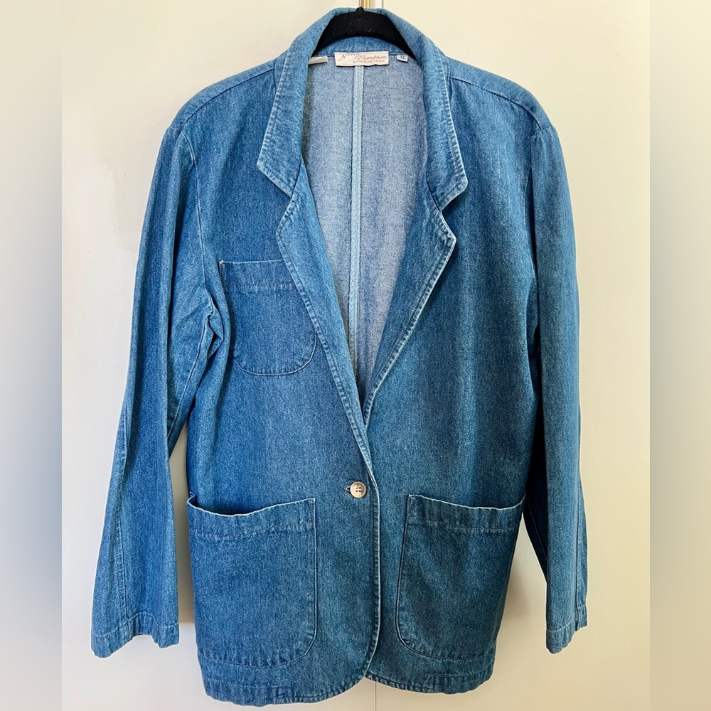 *VINTAGE * Norm Thompson Denim Blue Women's Blazer